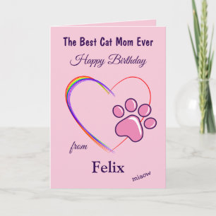 Beste Cat Mama Geburtstag geklappte Grußkarte Karte