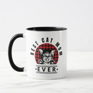 Beste Cat Mama je Buffalo Kariert Tasse
