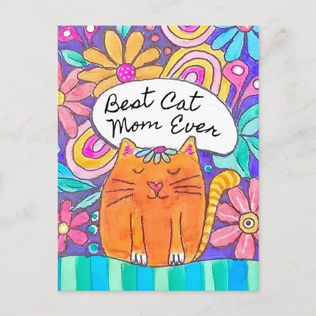 Beste Cat Mama je Chat Lover Postkarte (Vorderseite)