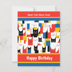Beste Cat Mama je farbenfrohe Katzen Geburtstag Feiertagskarte