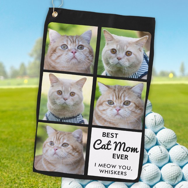 Beste CAT-MAMA je - Golfer - Personalisiert 5 Foto Golfhandtuch (Von Creator hochgeladen)