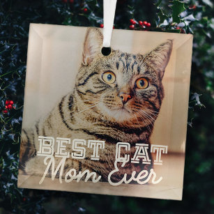 Beste Cat Mama je Modernes, benutzerdefiniertes Fo Ornament Aus Glas