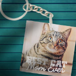 Beste Cat Mama je Modernes, benutzerdefiniertes Fo Schlüsselanhänger<br><div class="desc">Dieses einfache und klassische Design besteht aus Serifentypografie und fügt ein benutzerdefiniertes Foto hinzu</div>