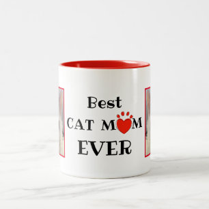 Beste Cat Mama je Muttertag Personalisiertes Foto Zweifarbige Tasse