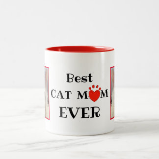 Beste Cat Mama je Muttertag Personalisiertes Foto Zweifarbige Tasse