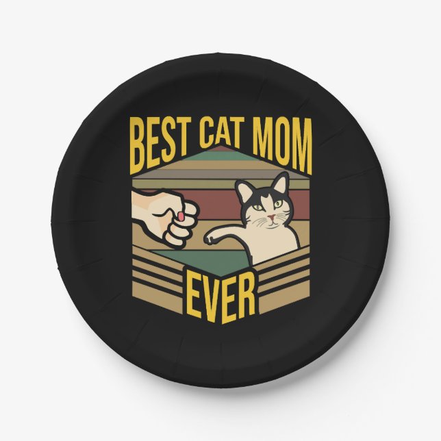 Beste Cat-Mama je Pappteller (Vorderseite)