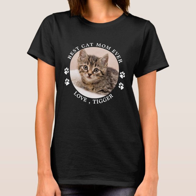 Beste Cat-Mama je Paw druckt kundenspezifisches Fo T-Shirt (Von Creator hochgeladen)