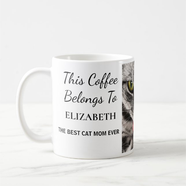 Beste Cat Mama je Personalisiertes Foto Kaffeetasse (Links)