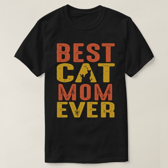Beste Cat MAMA je Retro Vintag T-Shirt (Design vorne)