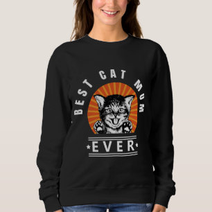 Beste Cat Mama je Vintag Sunburst Sweatshirt