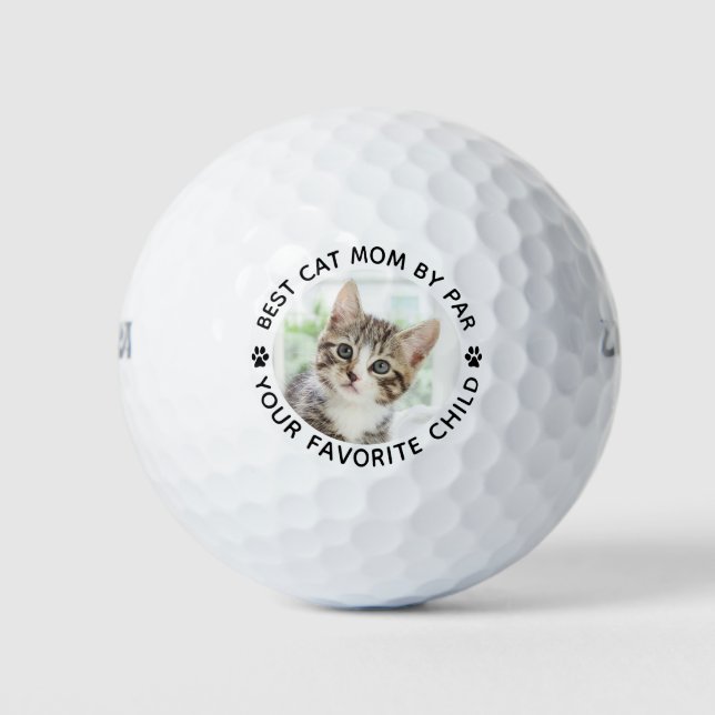 Beste CAT-MAMA nach Par Paw Print Custom Foto Golfball (Vorderseite)