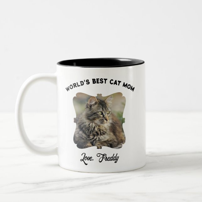 Beste Cat Mama Verziert Border Tasse (Links)