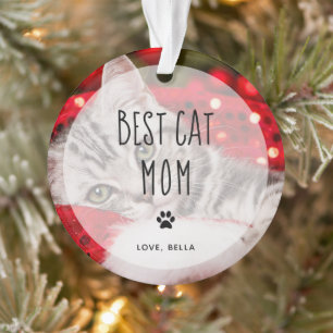 Beste Cat-Mama  Zwei handgeschriebene Foto Ornament