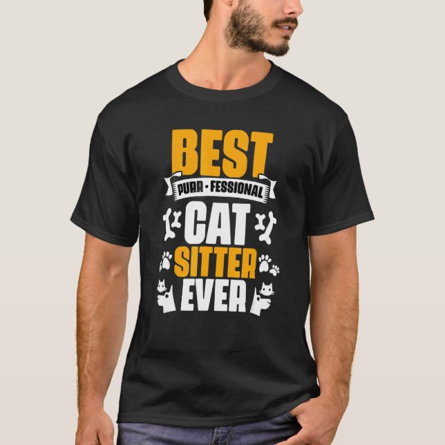 Beste Cat Sitter je nach festlichem Tierfüßler-Set T-Shirt (Vorderseite)