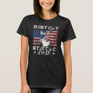 Beste Cat Stepdad je American Flag Patriotic 4. T-Shirt