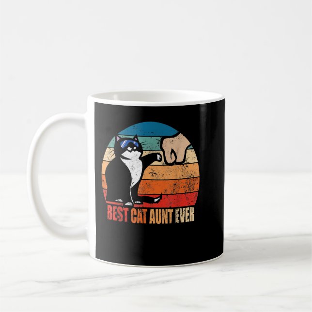 Beste Cat Tante Ever mit Funny Fist Bump Retro Kaffeetasse (Links)