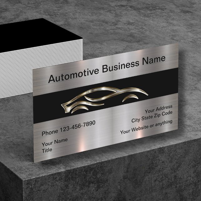 Beste Coole Metallic Look Automotive Business Card Visitenkarte (Von Creator hochgeladen)