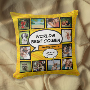 Beste Cousin Foto Collage Modern Lustig Kissen