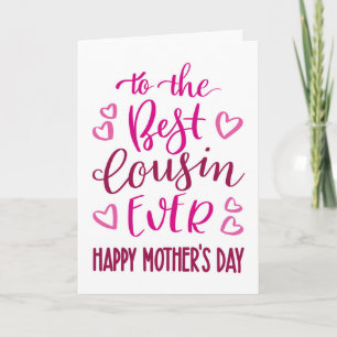 Beste Cousin-Typografie je Muttertag in Rosa Karte