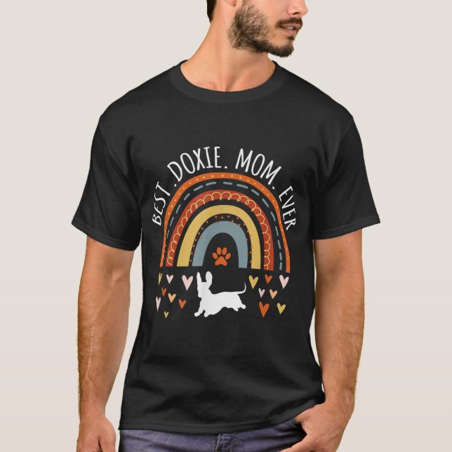Beste Dackel Mama je Regenbogen Dackel Lover T-Shirt (Vorderseite)