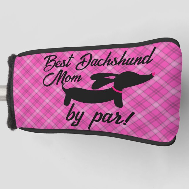 Beste Dackel Mama nach Par Kariert Putter Kopfbede Golf Headcover (Vorderseite)
