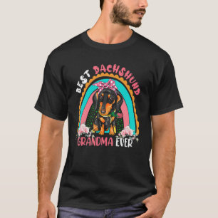 Beste Dackel Oma Ever Niedliche RegenbogenBlume D T-Shirt