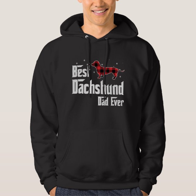 Beste Dackel Vater jeden Roten Karierten Weihnacht Hoodie (Vorderseite)
