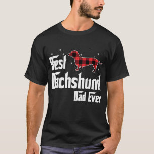 Beste Dackel Vater jeden Roten Karierten Weihnacht T-Shirt