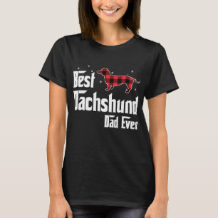 Beste Dackel Vater jeden Roten Karierten Weihnacht T-Shirt