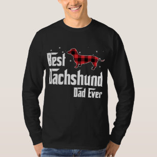 Beste Dackel Vater jeden Roten Karierten Weihnacht T-Shirt