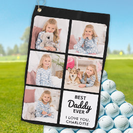Beste DADDY Ever - Golfer - Personalisiert 5 Foto Golfhandtuch