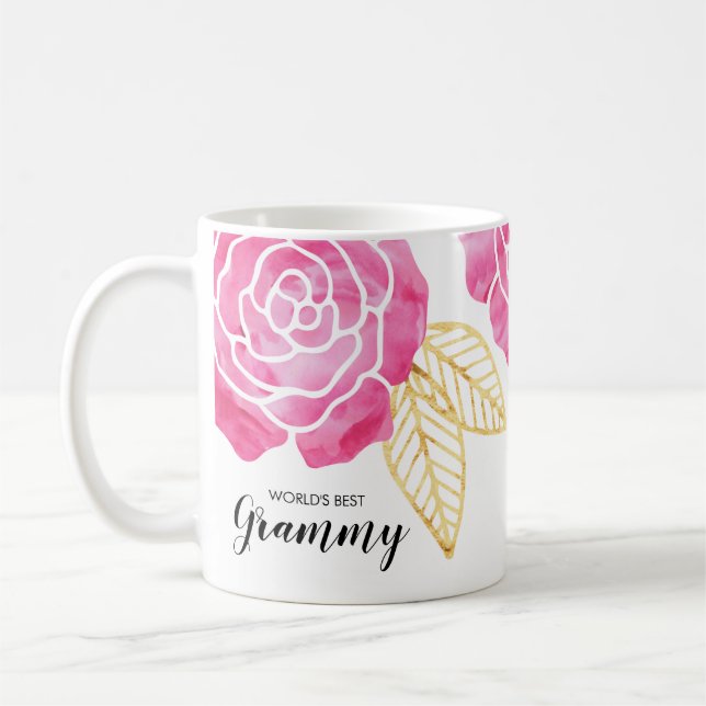 Beste das Grammy der Welt rosa Rosen Tasse (Links)