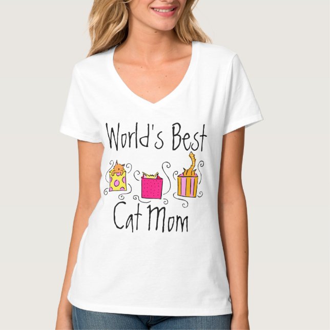 Beste die Katzen-Mama der Welt T-Shirt (Vorderseite)