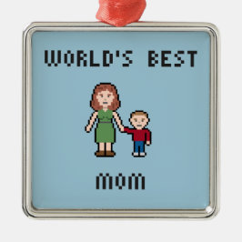 Beste die Mama-Verzierung der Pixel-Welt Silbernes Ornament