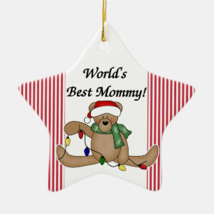 Beste die Mama-Verzierung der Teddybär-Welt Keramik Ornament