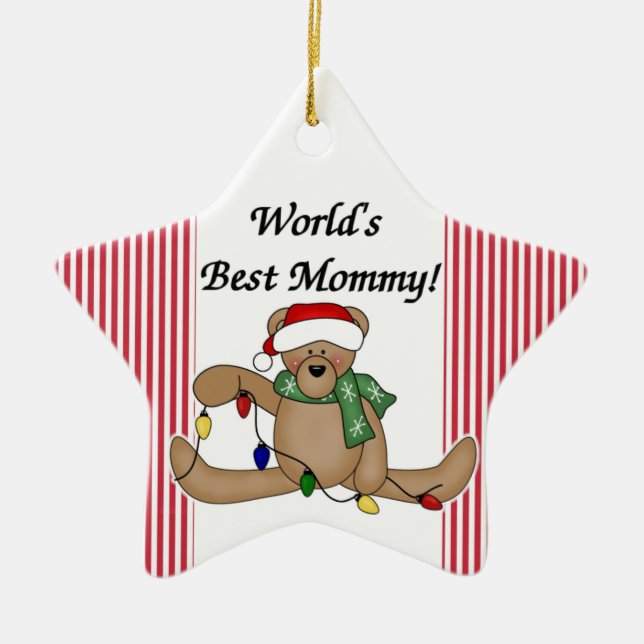 Beste die Mama-Verzierung der Teddybär-Welt Keramik Ornament (Vorne)