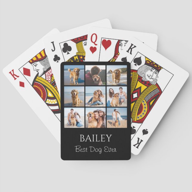 Beste Dog-FotoCollage Personalisiert Spielkarten (Rückseite)