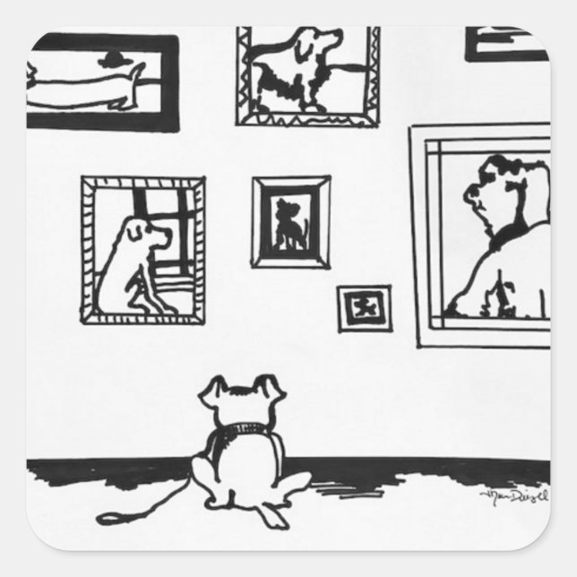 Beste Dog Line Zeichnend von Willowcatdesigns Quadratischer Aufkleber (Vorderseite)