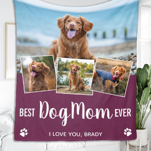 Beste DOG-MAMA Personalisiert Tier 4 FotoCollage Fleecedecke