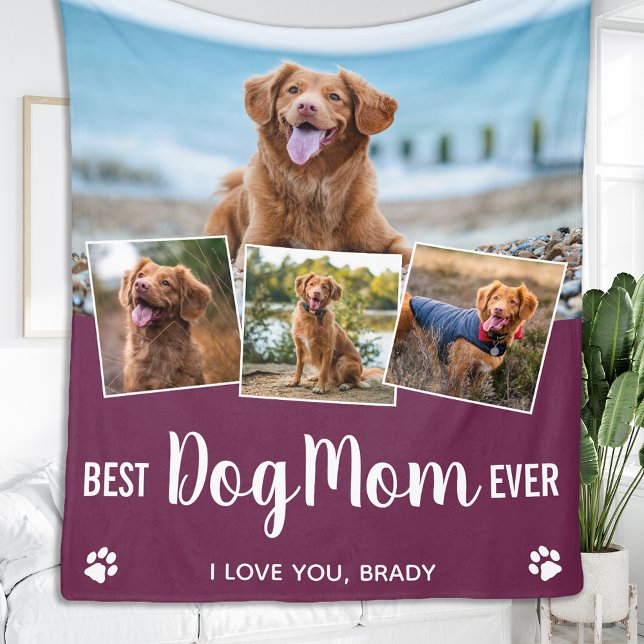 Beste DOG-MAMA Personalisiert Tier 4 FotoCollage Fleecedecke (Von Creator hochgeladen)