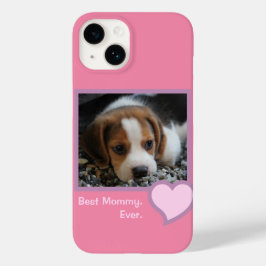 Beste Dog Mommy je Pink Text Pet Beagle Foto Case-Mate iPhone 14 Hülle