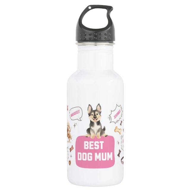 Beste Dog Mum Edelstahlflasche (Vorderseite)