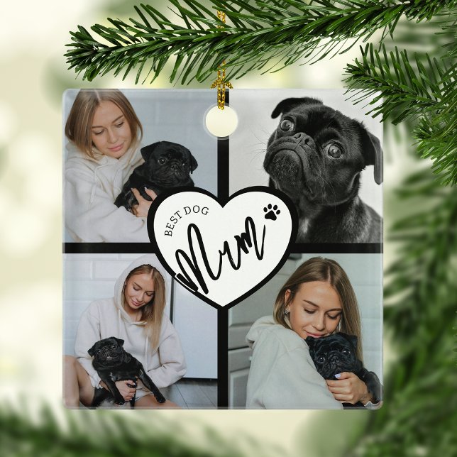 Beste Dog Mum | FotoCollage Ornament Aus Metall (Von Creator hochgeladen)