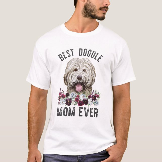 Beste Doodle-Mama je Floral Dog Mama Bordoodle T-Shirt (Vorderseite)