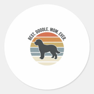 Beste Doodle-Mom Ever Vintage Hundemutter Design_1 Runder Aufkleber