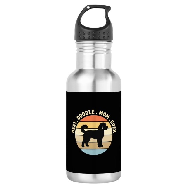 Beste Doodle-Mutter Aller Zeiten Retro-Hund Edelstahlflasche (Vorderseite)