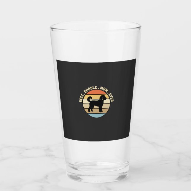 Beste Doodle-Mutter Aller Zeiten Retro Hund Glas (Vorderseite)