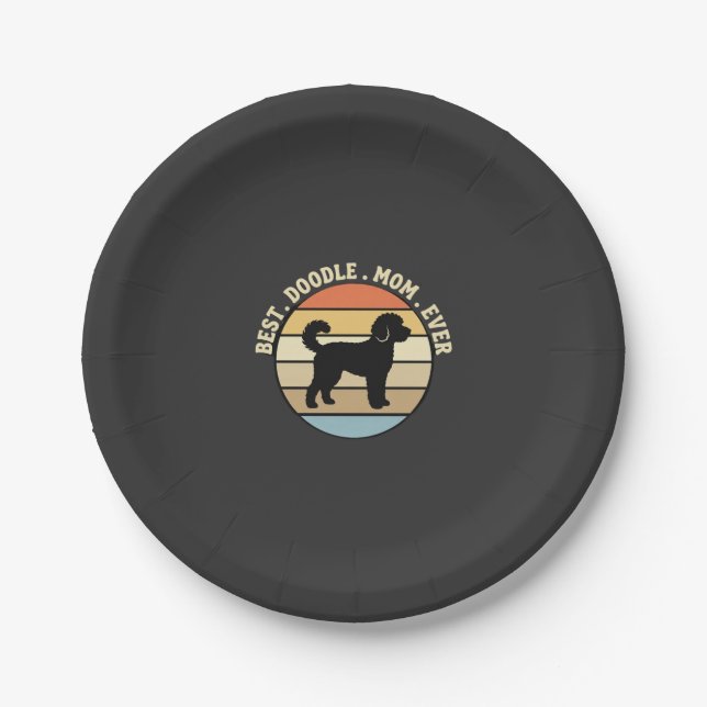 Beste Doodle-Mutter Aller Zeiten Retro Hund Pappteller (Vorderseite)