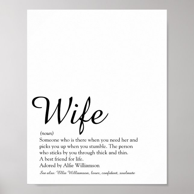 Beste Ehefrau der Welt Definition Elegantes Skript Poster (Vorne)