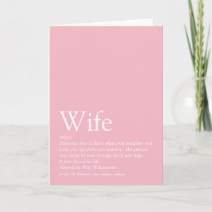 Beste Ehefrau der Welt Definition Girly Pink Karte